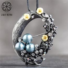 Pendant Necklaces Long Necklace For Women Vintage Jewellery Grey Beads Flower 2024 Suspension Goth Chains Choker Wholesale Trending Products