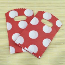 Gift Wrap Wholesale 150pcs Round Dots Red Plastic Bag 9x15cm Small Charms Gifts Jewellery Packaging Cute Bags With Handle