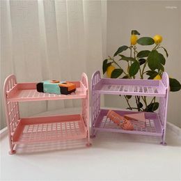 Hooks Kawaii Macaron Simple Desk Top Storage Box Rack Student Dormitory Folding Shelf