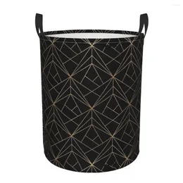 Laundry Bags Black And Gold Geometric Pattern Foldable Baskets Dirty Clothes Toys Sundries Storage Basket Home Organiser Large