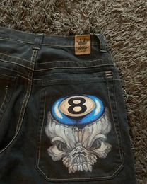 Y2K Baggy Jeans Shorts Harajuku Hip Hop Cartoon Embroidered Denim Shorts Men Women Retro Casual High Waisted Wide Legs Pants 240407