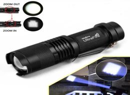 Mini Q5 Waterproof LED Flashlight 300lumens Tactical Aluminium 3modes Zoomable Led Penlight Torch Light Belt Clip Use AA145004159164