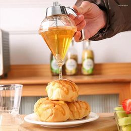 Storage Bottles Diamond Shaped Glass Honey Dispenser 200ml Large Capacity Multifunctional Oil Bottle Vinegar And Sauce Dispensers Kitchen