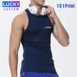 Mens Gym Workout Vest Sports Running Quickdrying Sleeveless Shirt Muscle Bodybuilding Tee Custom Print Top 4x 240415