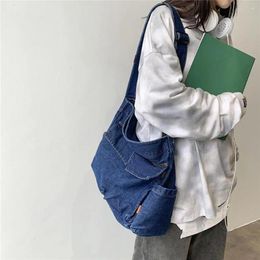 Shoulder Bags Japanese Harajuku Retro Denim Messenger Large Capacity Crossbody Handbags For Women Travel School Office