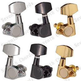 Cables A Set 6 Pcs Right Angle Screw Hole Sealedgear Acoustic Electric Guitar String Tuning Peg Tuners Machine Head Big Square Button