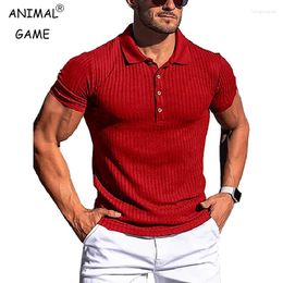 Men's Polos Summer Solid Colour Turn-Down Collar Polo Shirts Oversized T-shirt Short Sleeved Stripe Fitness Yoga Top 5XL
