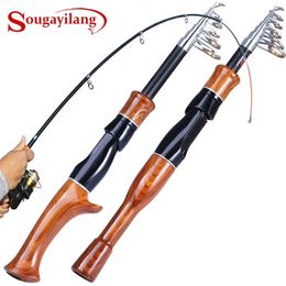 Sougayilang Telescopic Fishing Rod 1.6M Cork Handle Spinning/Casting Fishing Role Carbon Fiber Protable Travel Fishing Rod Pesca 240407