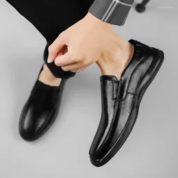 Casual Shoes 2024 Leather For Men Sneaker Sneakers Mens Slip On Loafers Soft Bottom Non-slip Dad Driving Shoe