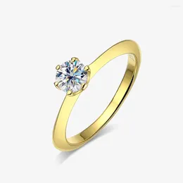 Cluster Rings Light Luxury 0.5 Moissanite Wedding Ring Women's Top 925 Sterling Silver Engagement Fine Jewellery
