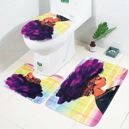 Bath Mats African Woman Printed 3Pcs Microfiber Mat Set Non-slip Toilet Floor Pedestal Rugs Absorbent Bathroom Carpet Rug