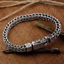 Link Bracelets Silver Color Hand Woven Rope Twists Pattern Fashion For Women Men Retro Couple Jewelry