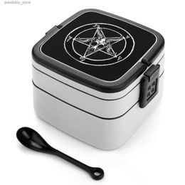 Bento Boxes Baphomet Pentaram Bento Box School Kids Office Worker 2Layers Food Storae Box Baphomet 666 Occult Pentaram oat Skull Maick L49