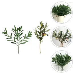 Decorative Flowers 2 Pcs Olive Leaf Artificial Branch Home Decor Branches Vases Plastic Household