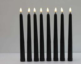 8 Pieces Black Flameless Flickering Light Battery Operated LED Christmas Votive Candles28 cm Long Fake Candlesticks For Wedding H8178014