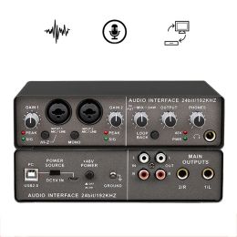 Pegs Professional Audio Interface Sound Card with Monitoring Electric Guitar Live Recording Audio Extractor for Studio Singing Q24