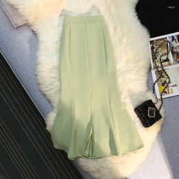 Skirts 2024 Women Summer Irregular Fishtail Female High Waist Solid Colour Ladies Split Slim Package Hip Skirt B218