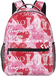 Backpack Valentines Day Wordings Pattern Stylish Casual Purse Backpacks With Multiple Pockets Computer Daypack For Work Business