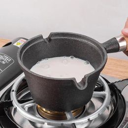 Pans Cast Iron Frying Pan With Wood Handle Anti-Scalding Mini Kitchen Uncoated Non-Stick For Stew Soup Egg Dumplings Noodles