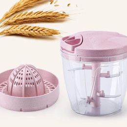 2 In 1 Portable 5 Blades Manual Meat Grinder Fruit Vegetable Shredder Slicer Food Chopper Mincer Mixer Blender Manual Juicer