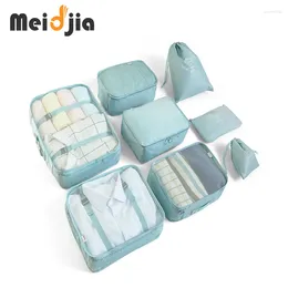 Storage Bags MEIDJIA 8Pcs Travel Organiser Portable Clothes Luggage Tidy Pouch Suitcase Packing Underwear Cosmetic Shoe Case