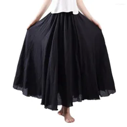 Skirts Large Flowy Hem Skirt Elastic Waist Maxi Collection Women's Casual Bohemian Style Long With For Streetwear