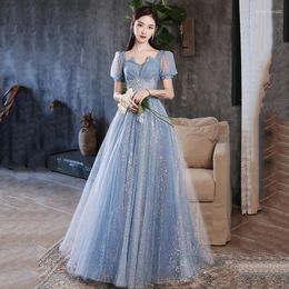 Party Dresses DSP A Line Tulle Prom Long For Woman Elegant Puffy Sleeves Formal Occasion Dress Gown With Appliques