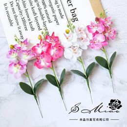 Decorative Flowers 2Branch 30cm 4Heads Artificial Butterfly Orchid Flower Home Garden Balcony Ornament Wedding Christmas Party Decor Fake