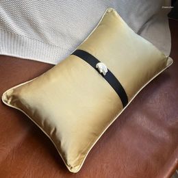 Pillow Luxury Gold Black Satin Fabric GoldenHorse Decoration Cover Art Decorative Case Modern Sofa Coussin