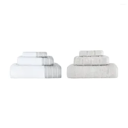 Towel 6pc Luxury Fancy Bundle Set White/Stone -