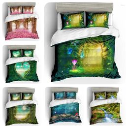 Bedding Sets HD 3DPrinting Cartoon Forest Duvet Cover Set Bedclothes Natural Scenery All Size With Pillowcases Child