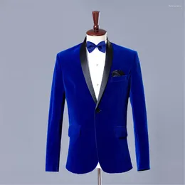 Men's Suits Men Velvet Blazer Royal Blue Burgundy Suit Jacket Slim Fit Tuxedo For Prom Classic