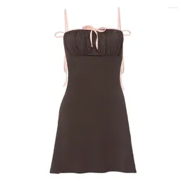 Casual Dresses Elegant Backless Dress With Pleated Wrap Detail Summer Square Neck Women's Party