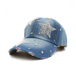 Ball Caps Denim Baseball Cap Women Summer Fall Sunshade Fashion Star Shinning Female Hat Casual Adjustable Snapback Casquette Gorro