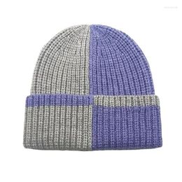 Berets LDSLYJR Autumn Winter Cotton Color Thicken Knitted Hat Warm Skullies Cap Beanie For Men And Women 185