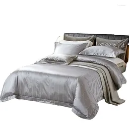 Bedding Sets High-End Luxury Real Silk Quilt Cover Yarn-Dyed Jacquard Eight-Piece Set Bed Comforter