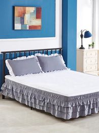 Three Layers Wrap Around Elastic Solid Bed Skirt Band Without Sheet Easy OnEasy Off Dust Ruffled Tailored Home el 240415