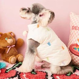 Dog Apparel Clothes Thicken Bear Down Pet Jacket Coat Cartoon Autumn Winter Warm Puppy Cute Chihuahua Print White Boy Mascotas