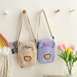 Shoulder Bags Women Fashion Corduroy Cartoon Bear Print Bag Student Girls Tote Messenger Satchel Travel Handbags Canvas Small