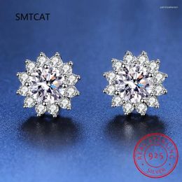 Stud Earrings 1ct Moissanite Earring 925 Sterling Silver 18K White Gold Plated D Color Lab Grown Diamod SunFlower Fine Jewelry For Women