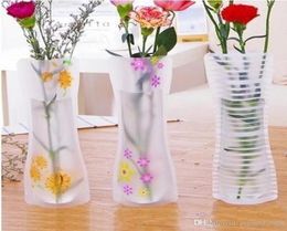 New Unbreakable Foldable Reusable Plastic Flower Vase Creative Folding Magic PVC Vase 117cm27cm Mix Color Home Decor8402477