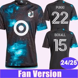 2024 25 Minnesota United FC LOD Mens Soccer Jerseys FRAGAPANE REYNOSO BOXALL PUKKI TRAPP HLONGWANE Home Black Football Shirt Adult Short Sleeve Uniforms