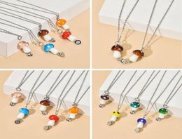 Pendant Necklaces Vintage Magnetic Necklace With Bell Mushroom Earrings Punk BFF Friendship Jewellery Decoration Gift For Girl Women4393596