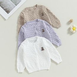 Jackets Autumn Toddler Baby Girls Knitted Cardigan Pattern Knit Button Sweater Coat Cute Fall Winter Jacket Warm Clothes