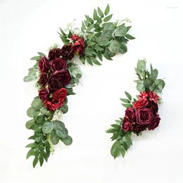 Decorative Flowers 2pcs Artificial Wedding Arch Ivory Greenery Arbor Floral Arrangement For Party Ceremony Backdrop Pography Prop Decor