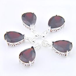 Mix 5PCS Teardrop Red Garnet Gemstone Pendant 925 sterling Silver Pendants Necklaces For Lady Girl Women Party Gifts New Luckyshin4397296