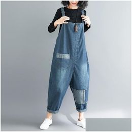 Womens Jumpsuits Rompers Women Bandage Jumpsuit Large Size Denim Overalls For Vintage Straps Bc80 Drop Delivery Apparel Clothing Dhpl8