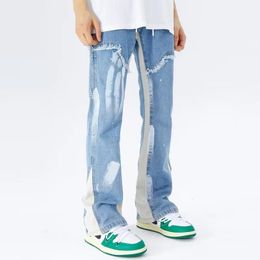 Y2K Streetwear Baggy Flare Jeans Cargo Pants Men Clothing Drawstring Sweatpants Male Denim Trousers PantAlon Homme 240415