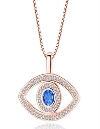 Blue Evil Eye Pendant Necklace Luxury Crystal CZ Clavicle Necklace Silver Rose Gold Jewelry Third Eye Zircon Necklace Fashion Birt5390266