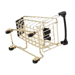 Storage Bottles Cart Basket Mini Trolley Make Sponge Holder Toy Tabletop Decoration Iron Desktop Po Props Office Kids Accessories